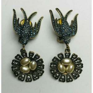 Heidi Daus Birds of a Feather Nest Clip On Earrings
